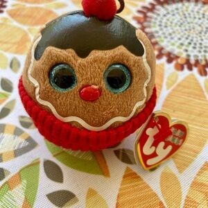 Ty Baby Beanies COCO Holiday Gingerbread Man Sundae 2.5" Ornament Plush Toy New